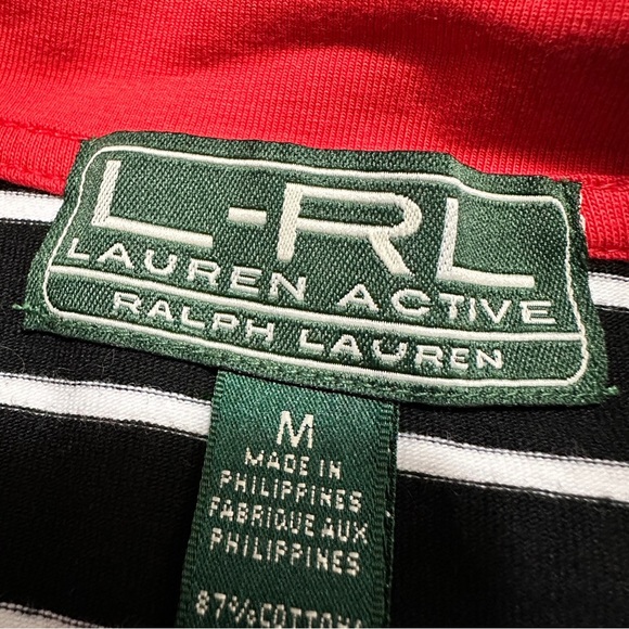 LRL Ralph Lauren Active Women's Medium Black White Striped Full Zip Jacket - Picture 5 of 14